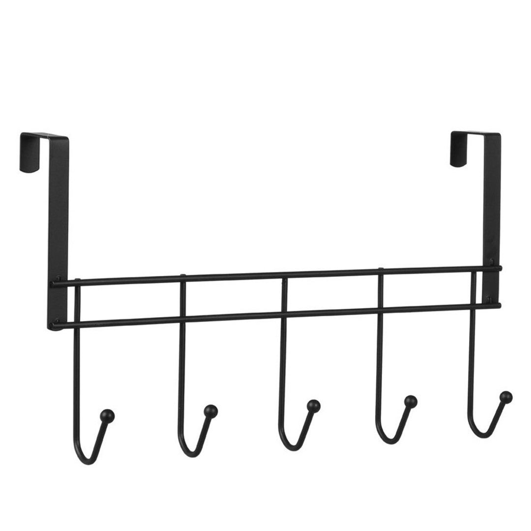 2x Boxsweden 38cm Wire Over Door 5-Hooks Hanger/Organiser/Holder/Storage Black, , hi-res