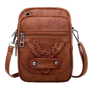 Womens Crossbody Bag Multi-pocket Shoulder Bag Vintage Messenger Bag Brown