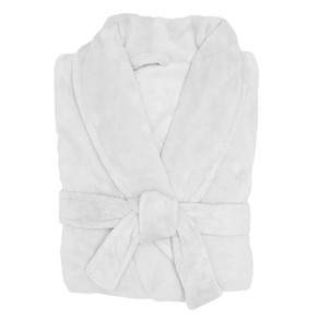 Bambury M/L 122cm Microplush Unisex/Mens/Womens Adult Soft Plush Bath Robe White