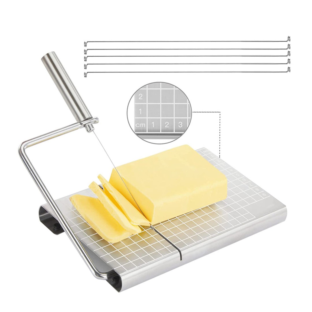 Cheese Slicer Stainless Steel Cheese Cutter with 5 Replacement-wires wth Scale