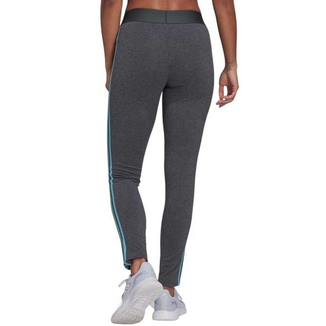 Adidas Women's 3 Stripes Leggings - Dark Grey Heather/Mint Ton, As shown, hi-res