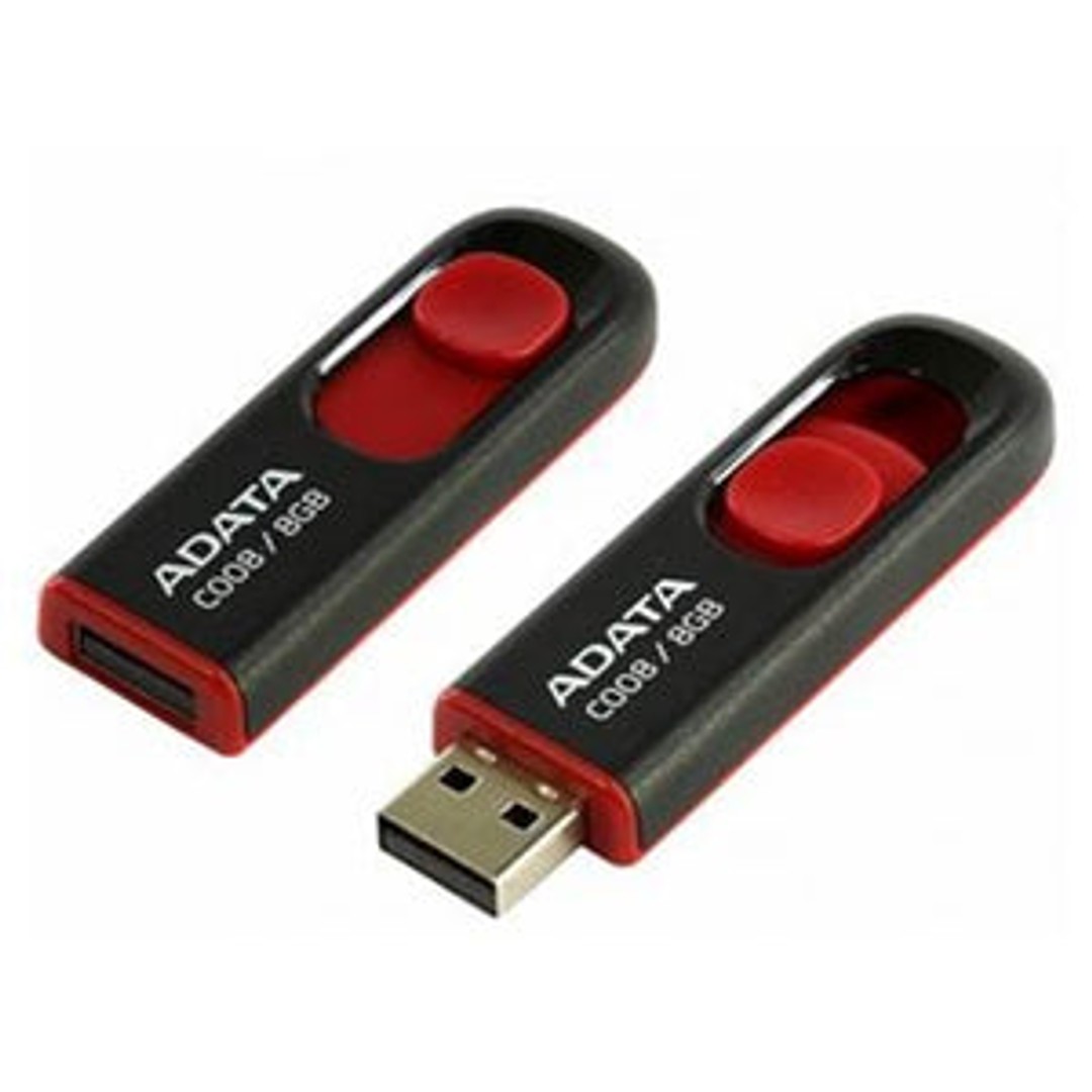 ADATA C008 Retractable USB 2.0 32GB Black/RedFlash Drive FP313-R32 AC008-32G-RKD