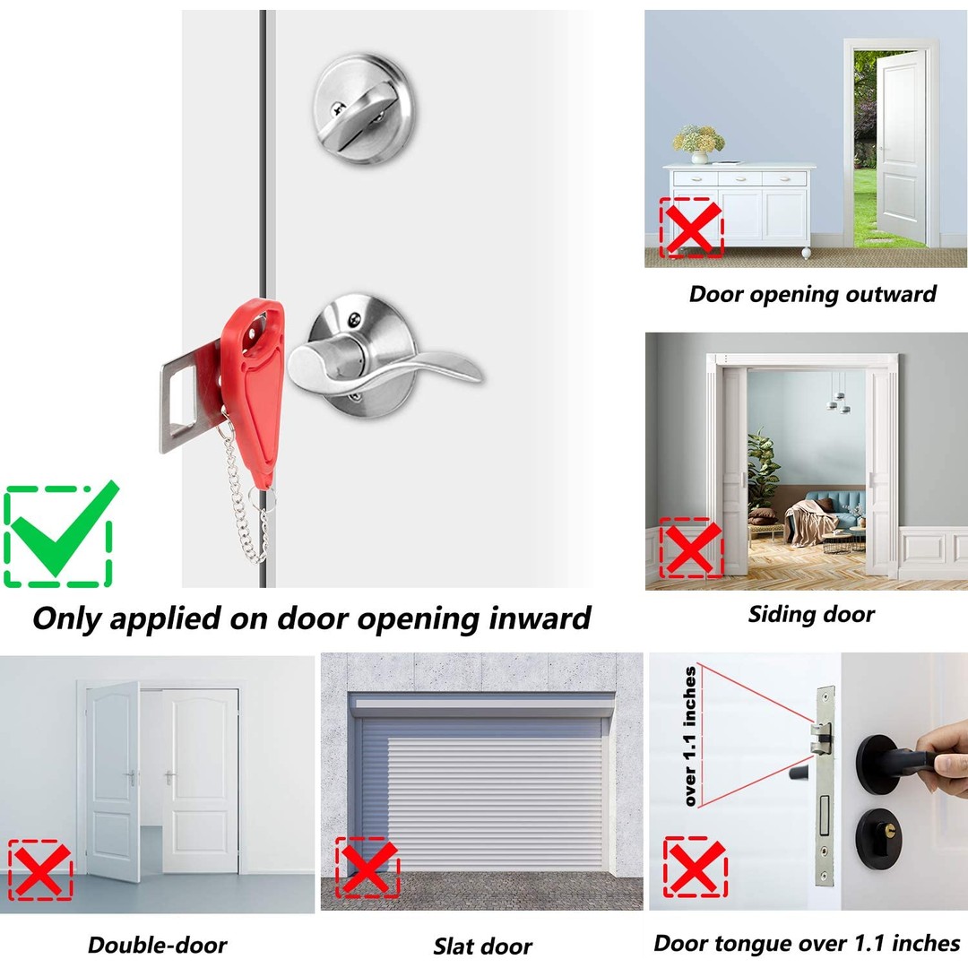 Portable Traveling Hotel Home Safety Door Lock, As shown, hi-res