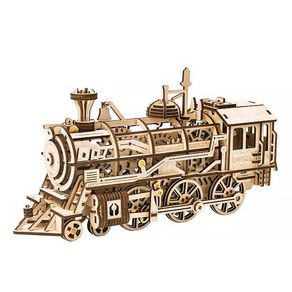 Megajoy Robotime 3D DIY Wooden Puzzle Mechanical Gear Drive Locomotive Model Kits LK701