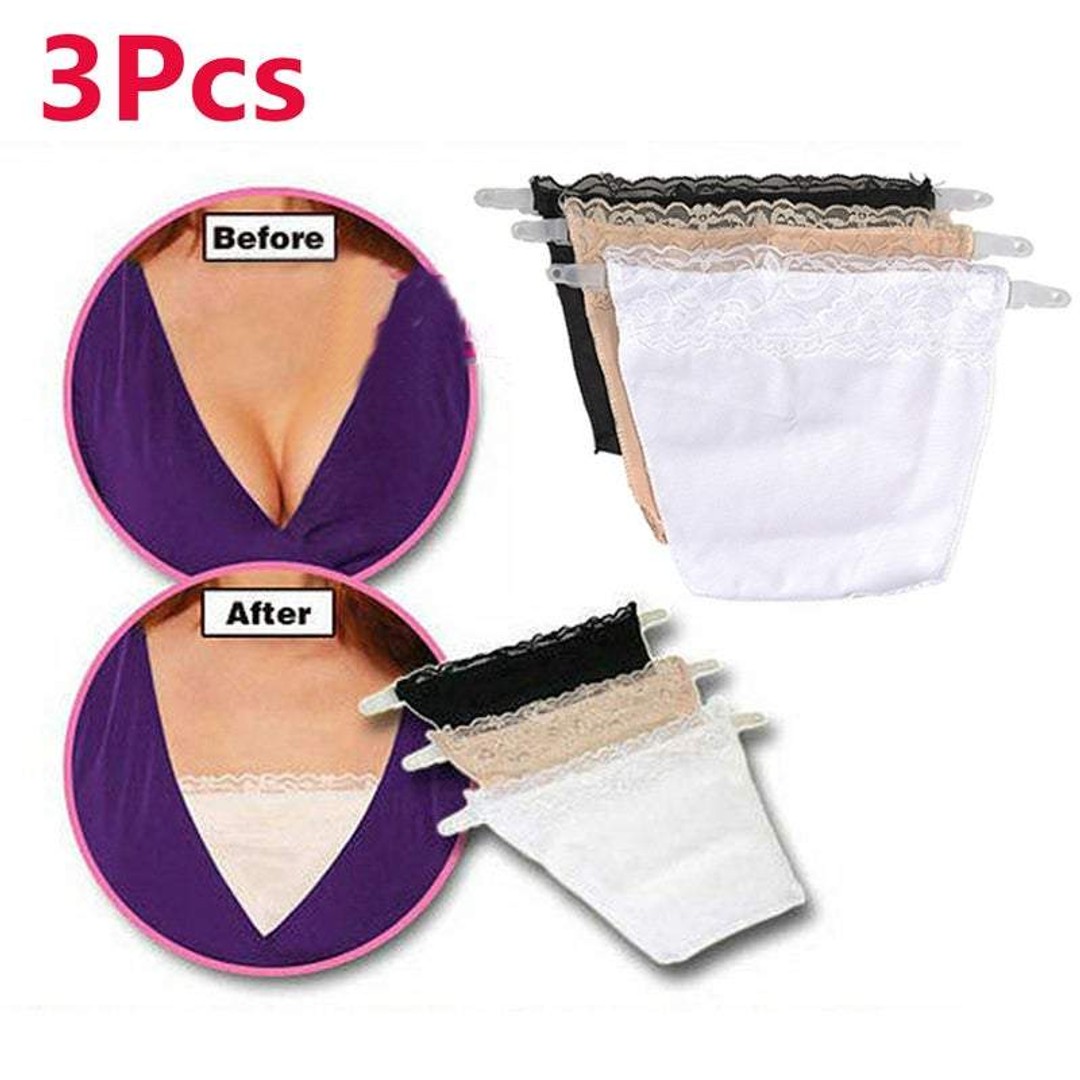Intimates Nightwear 3Pcs / Set Quick Bra Lace Clip On Type Cleavage Easy Cover Black White Beige