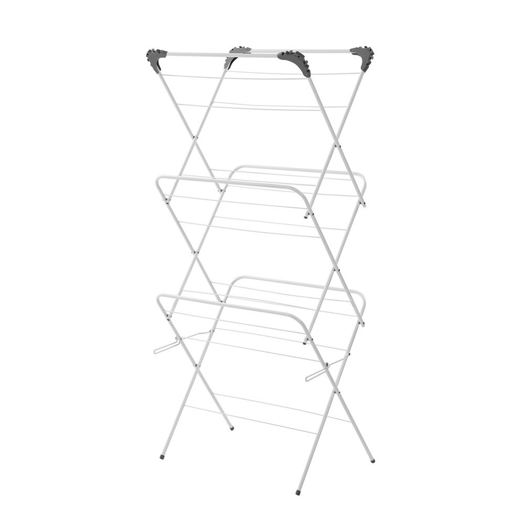 Boxsweden 64x138cm Foldable Clothes Airer Dryer Hanging Rack Rail Stand White, , hi-res
