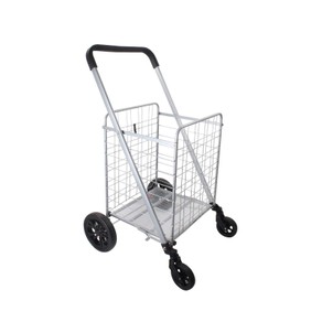 Handy Trolley 93cm/65L Grocery/Laundry Basket Carry Cart w/ Wheels Medium Silver