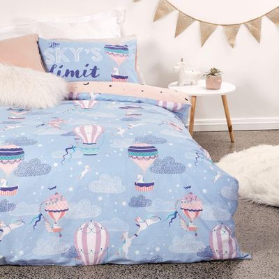 Living Co Kids Duvet Cover Set Balloons Multi Coloured Single