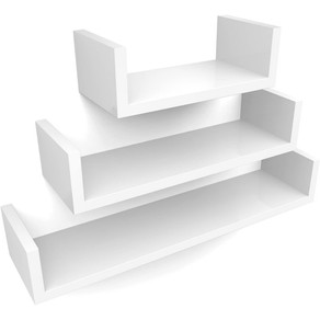 Floating Wall Shelves White Large (Set of 3)