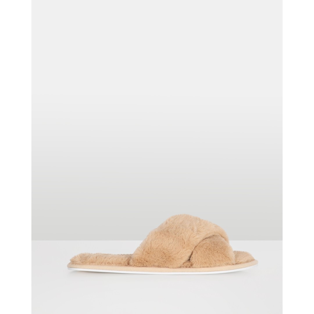 Aida By Wildfire Women's Fluffy Cross Over Slide Slippers