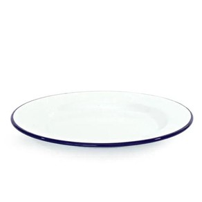 Enamel Dinner Plate (White/Blue) - 26cm