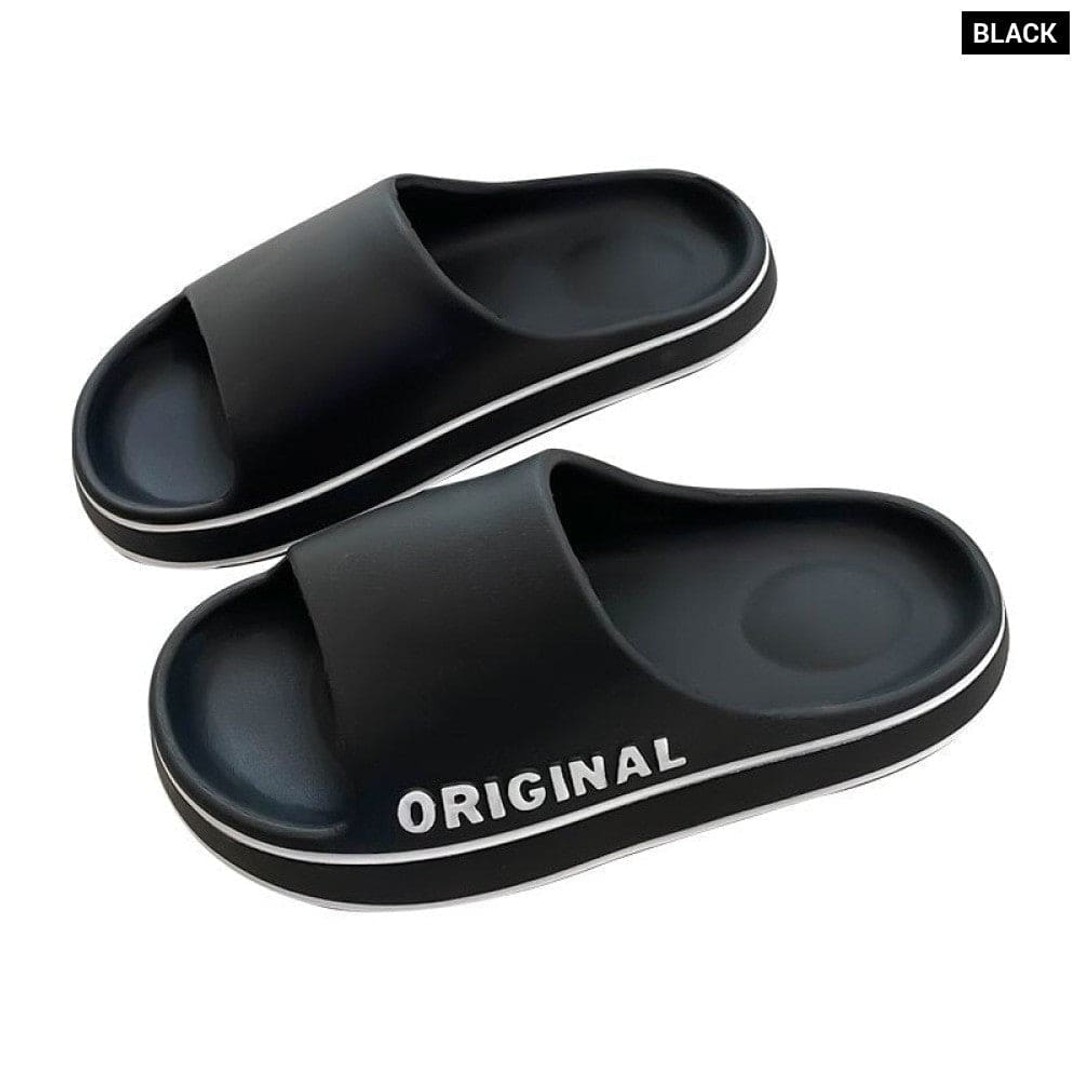 Women Letter Slippers Beach Slides Solid Colour Mens Thick Sole Indoor Bathroom Anti Slip Shoes Summer Couple Sandals