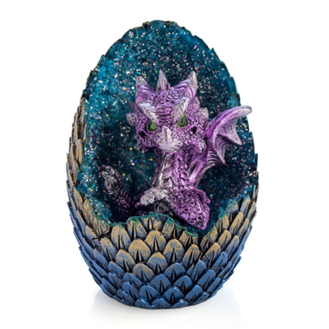 Purple Baby Dragon in Crystal Egg