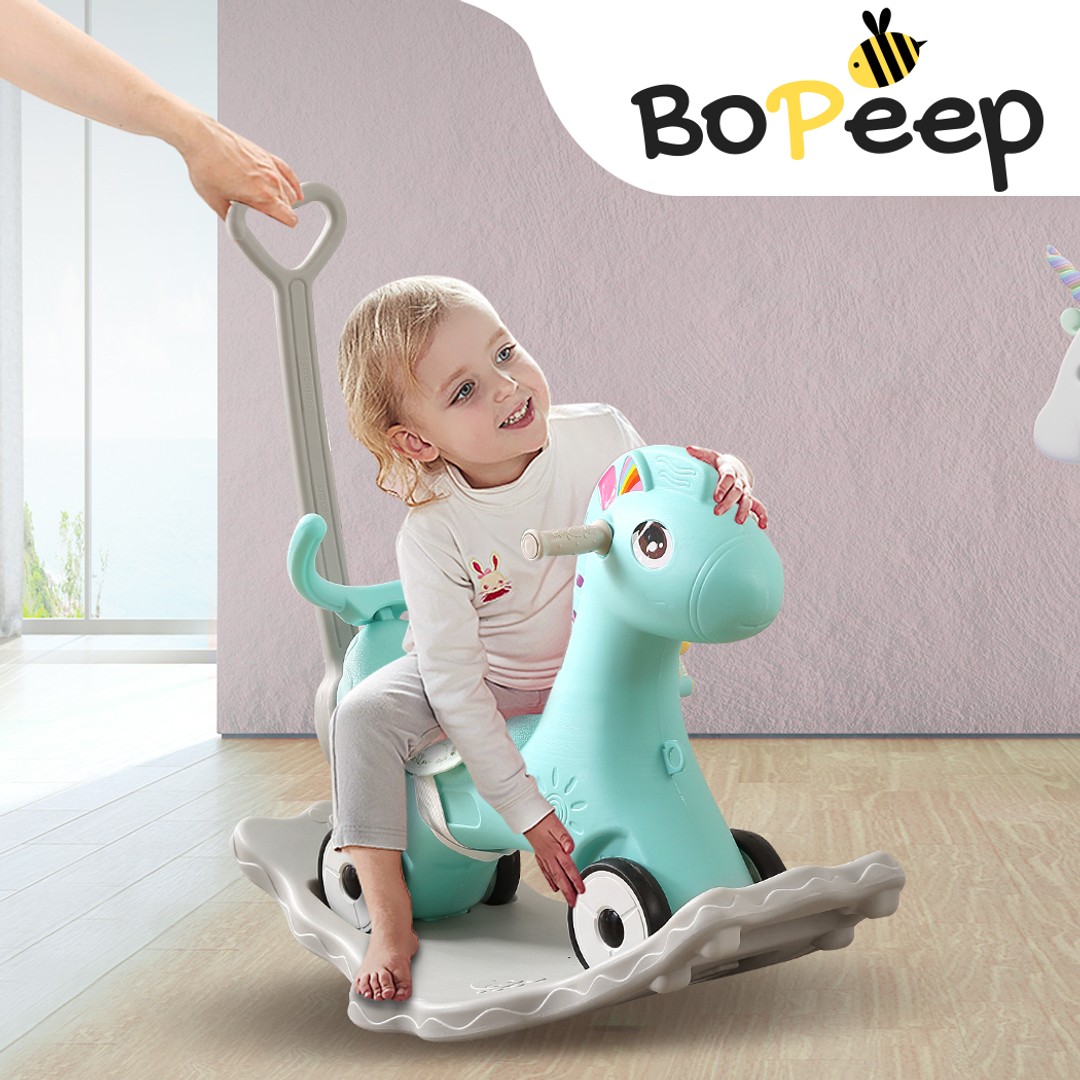 BoPeep Kids 4-in-1 Rocking Horse Toddler Baby Horses Ride On Toy Rocker Green