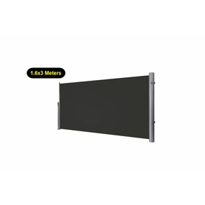 HES BLACK 1.6X3M Retractable Side Awning Fence Screen Sun Shade Wind Screen