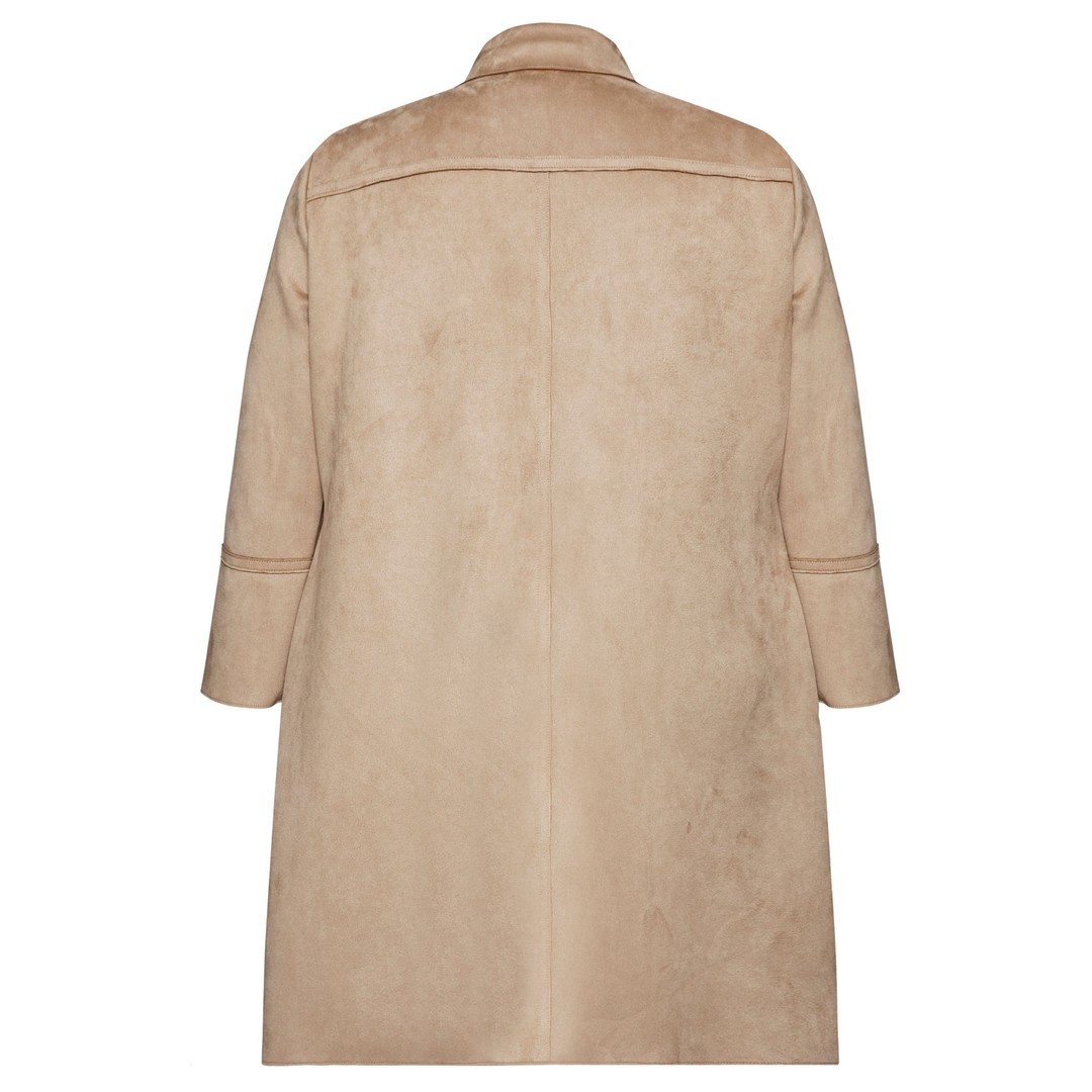 Womens Autograph Woven Long Sleeve Suedette Jacket - Plus Size, Brown, hi-res