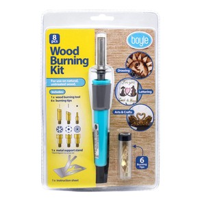 Boyle Wood Burning Pen Tool Pyrography Arts/Craft Kit w/ 6x Tips/Metal Stand