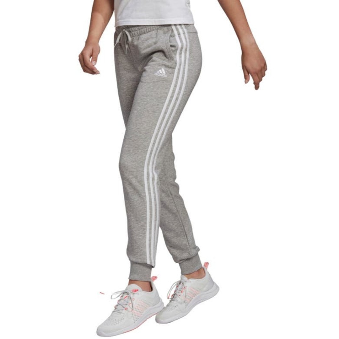 Adidas Women's 3 Stripe French Terry Core Pant - Medium Grey Heather/White