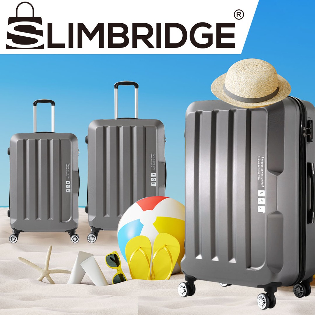 Slimbridge 20"24"28" 3PC Luggage Sets Suitcase Set Travel Carry On TSA Case Grey