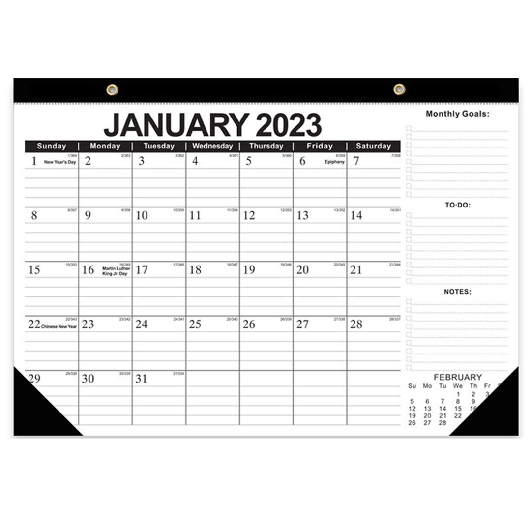Desk Calendar 18 Monthly Desk Wall Calendar with To do List Notes Content -(January 2023-June 2024) Black Classic