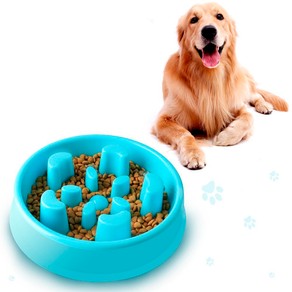 Dog Feeder Slow Eating Pet Bowl-Blue