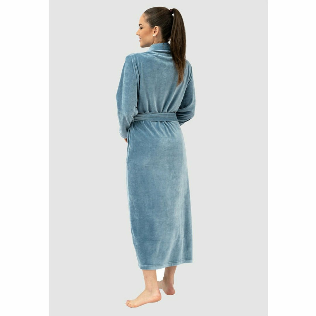 Belmanetti Geneve Modal and Cotton Long Robe with Shawl Collar, Captains Blue, hi-res