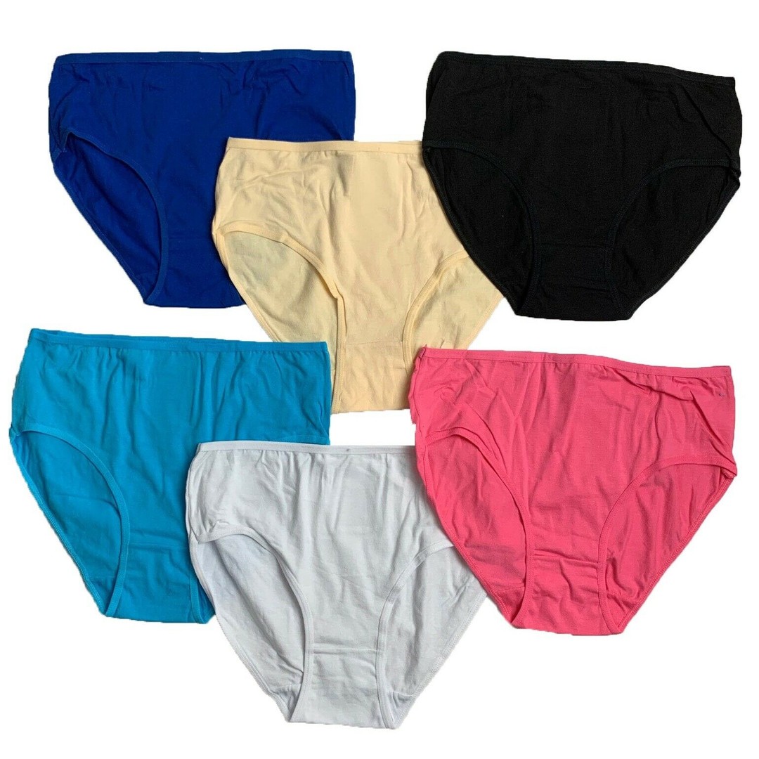 Yun Meng Ni 6 X Womens Solid Cotton Bikini Underwear Brief Sexy Panties Comfy Plus Size