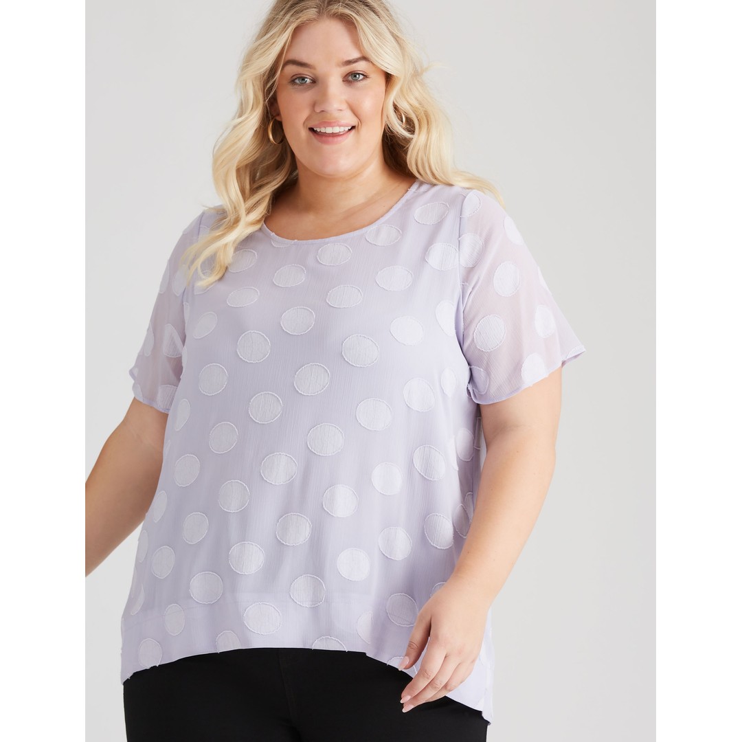 Womens Beme Extended Sleeve Polka Top - Plus Size