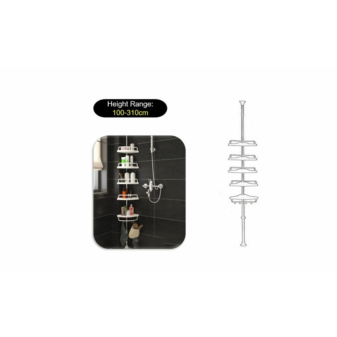 HES Adjustable 5 Tier Corner Shelf Organiser Caddy Bathroom Shelf Shower Rack