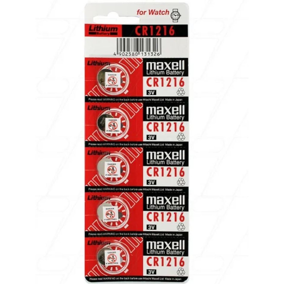 Maxell Lithium Battery CR1216 3V Coin Cell - 5 Pack