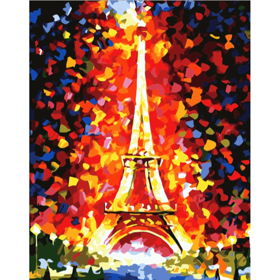Adult Paint by Number Kit on Canvas  40x50 cm (with wooden frame) Eiffel