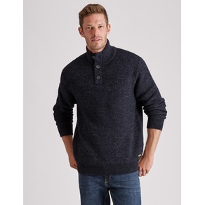 Mens Rivers Button Neck Waffle Jumper