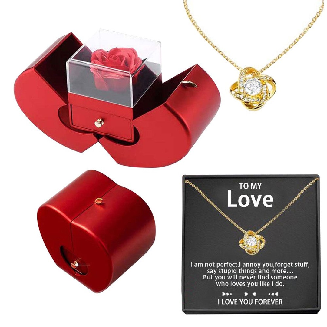 Eternal Love Necklace with Rose Box - Gold