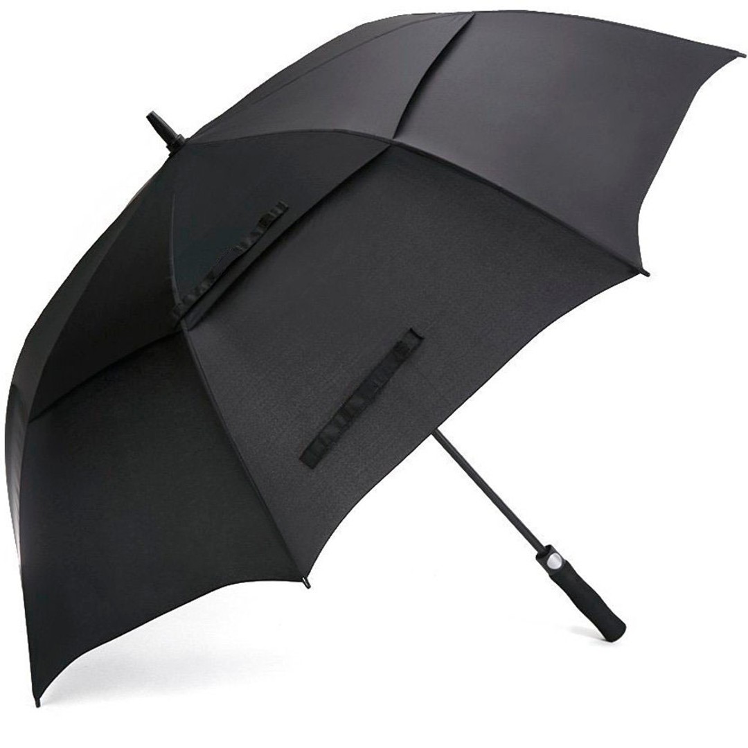 Double Canopy Vent Automatic Open Extra-Large Golf Umbrella Black