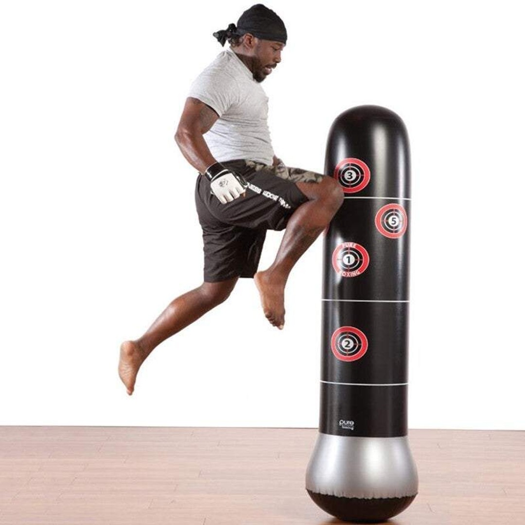 Gym Fit Out Equipment Fitness Punching Bag Tumbler Inflatable Sandbag Venting Toy, Pack of 1 Black, hi-res
