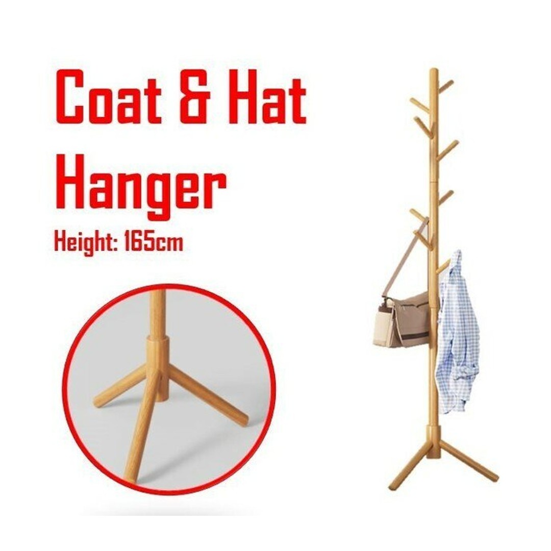 HES WOOD 165cm Coat Tree Coat Rack Hat Hanger Clothes Garment Hall Way Entry