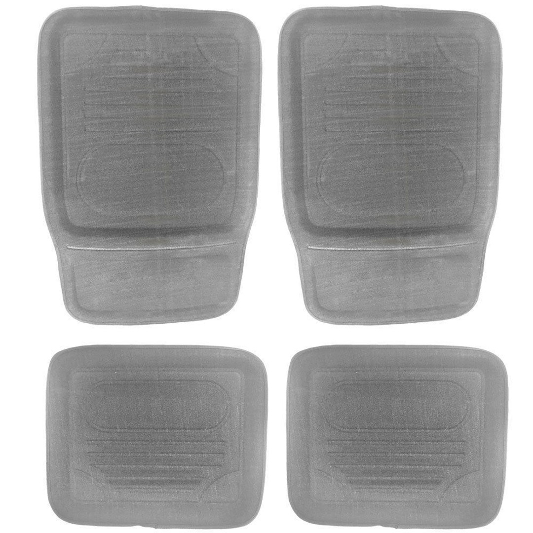 Universal Car Floor Mats Durable Tray Style 4 Set Front/Back Large Non-Skid Grey