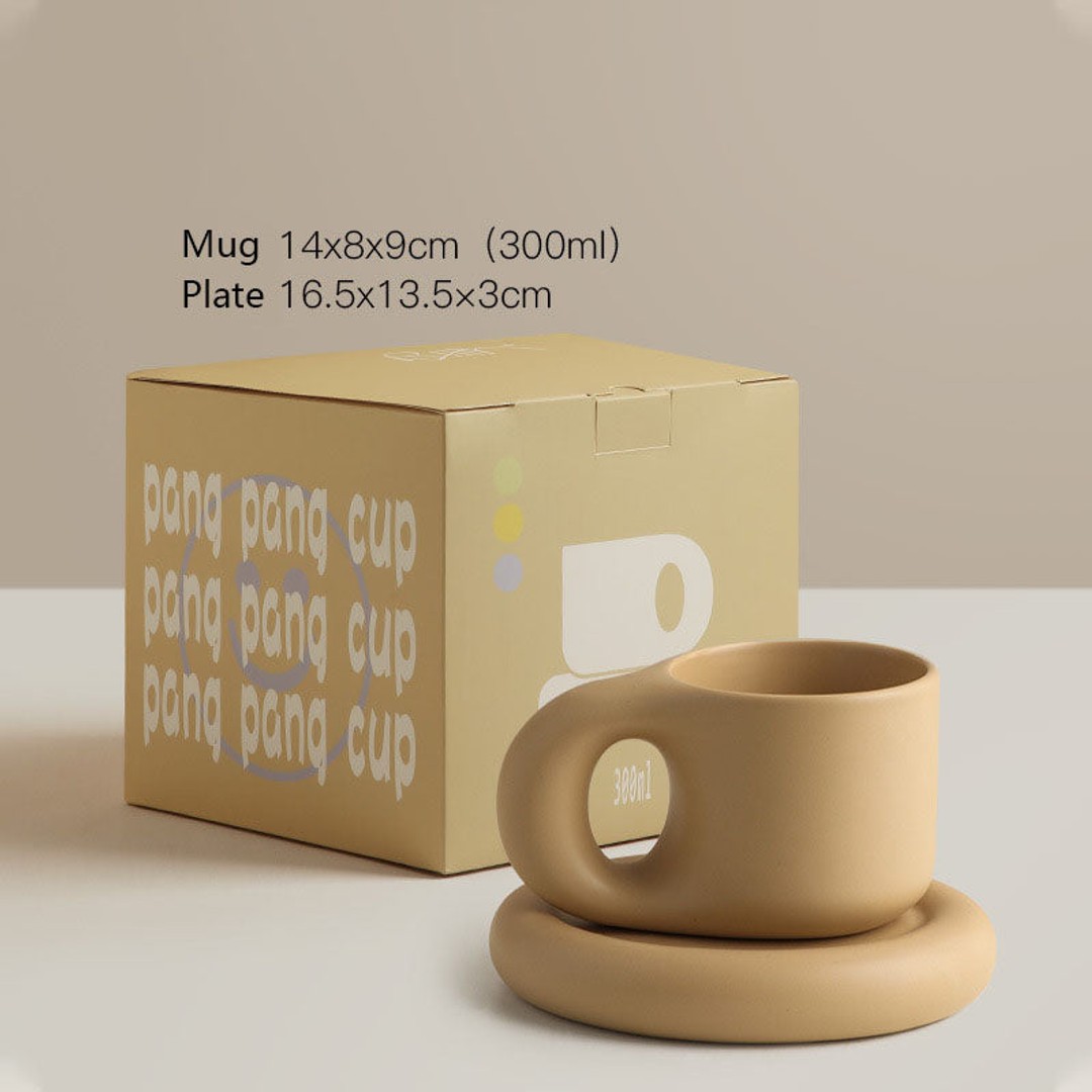 Zakka Morandi mug and coaster set Milk Tea