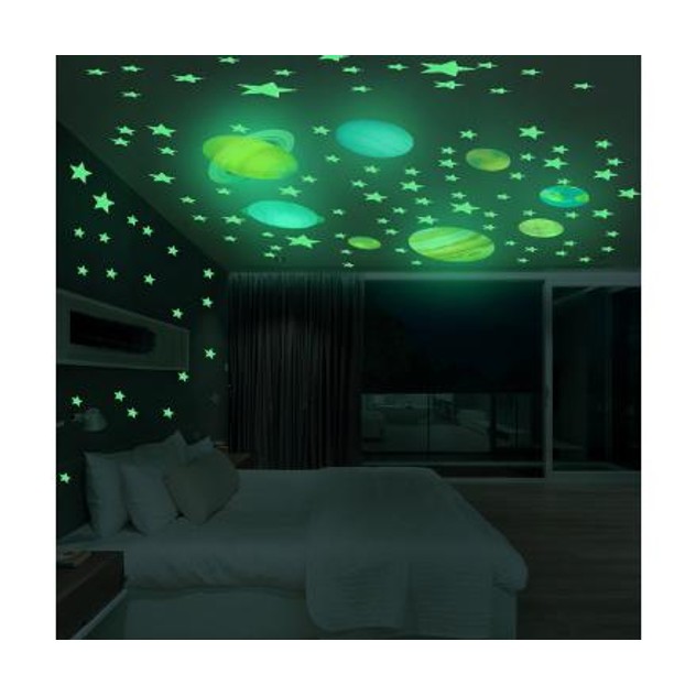 Wall Stickers Luminous Planets 109pc 1 Day Co Nz - Glow In The Dark Wall Decals Nz