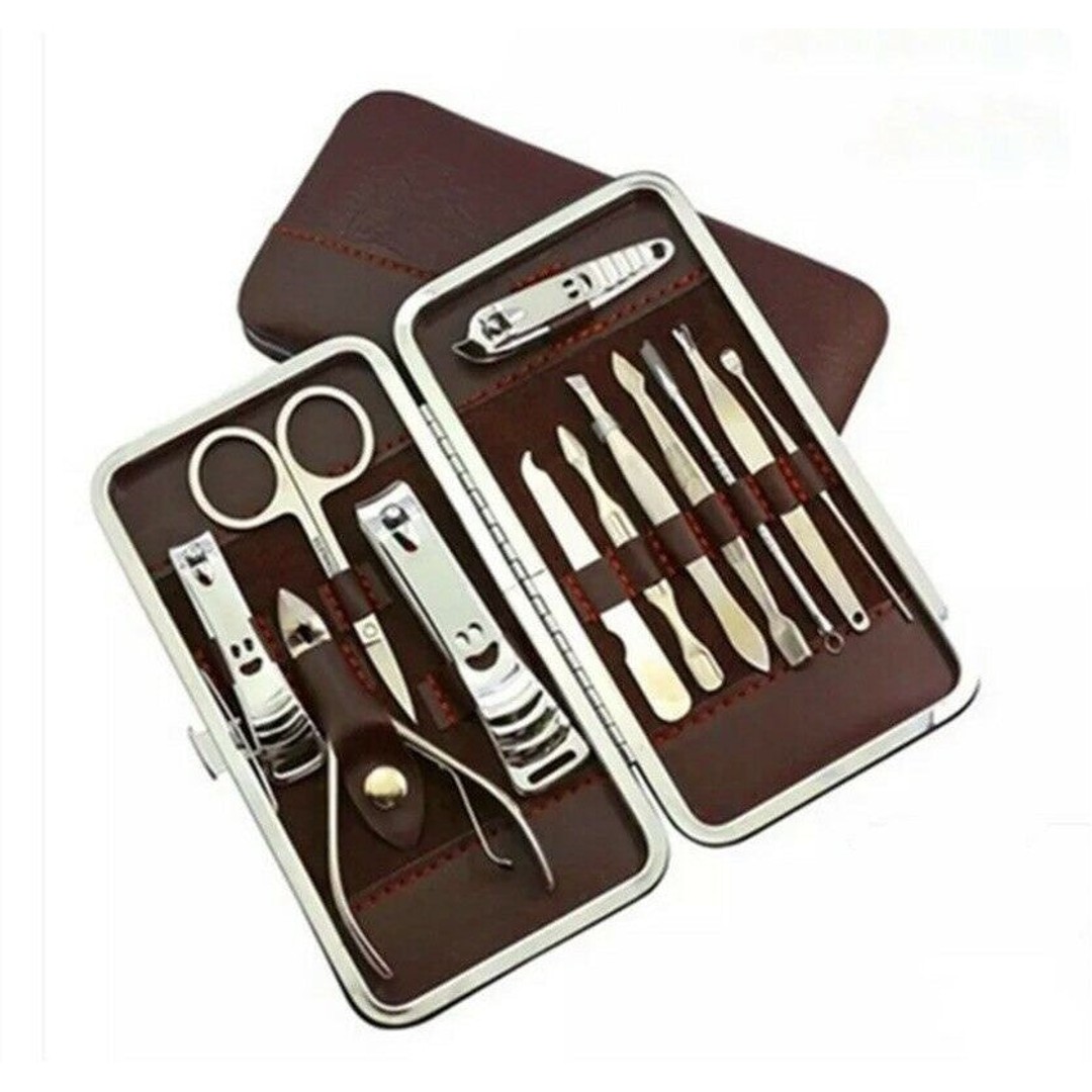 12pcs Women Men's Manicure Kit Set Stainless Cuticle Nail Clippers Travel Case