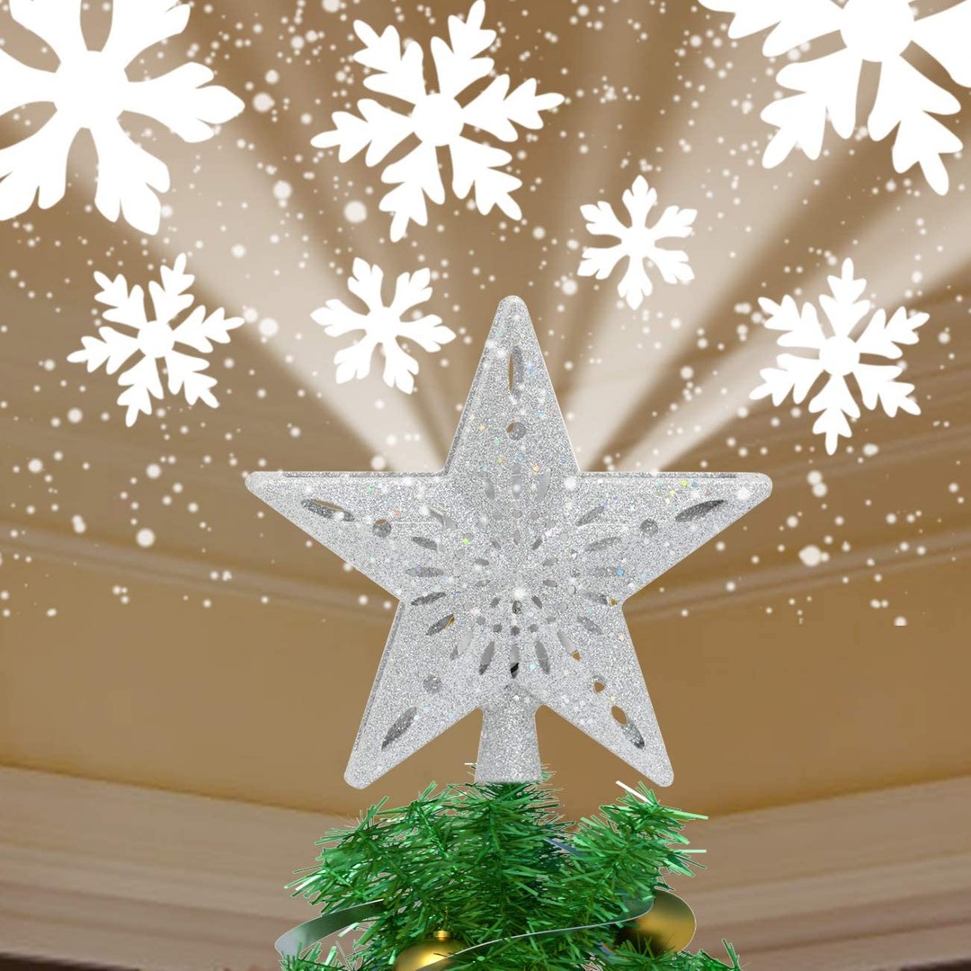 Zakka Christmas Tree Decoration Light Christmas Tree Topper Lighted Sliver Star