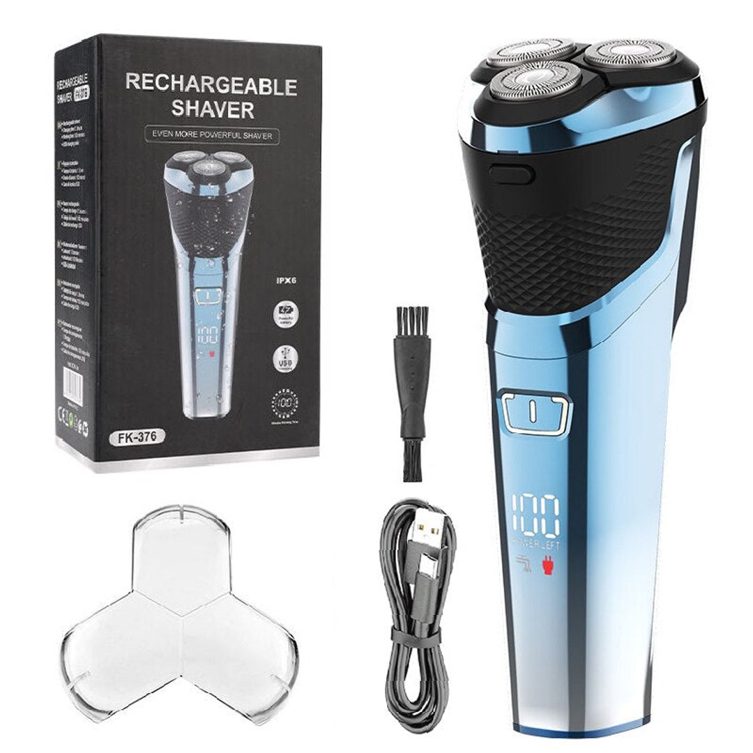Cordless Wet Dry Electric Shaver for Men Beard Electric Razor Facial Powerful Rotary Shaving Machine Rechargeable