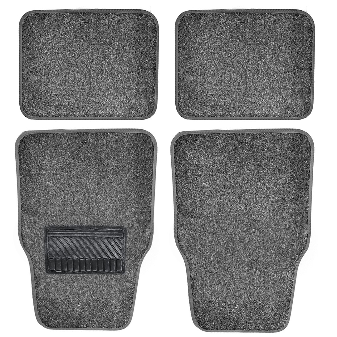 4pc Carpet Car Floor Mats Set/Floormat Front/Back Rear Seat Large Grey