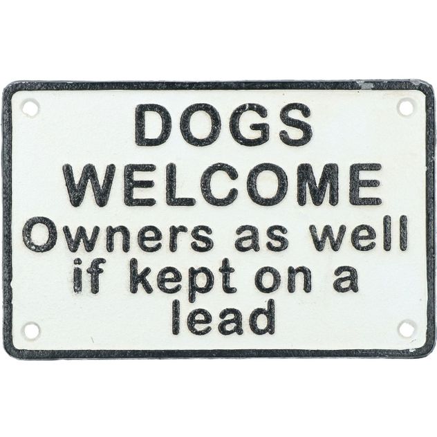 Dogs Welcome Cast Iron Sign Plaque Door Wall House Fence Gate Post Garden