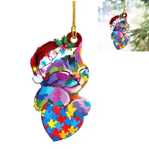 Christmas Hanging Ornaments Fist Santa Claus Pine Nut Door Hanging Pendant for Christmas Tree Decoration-Cat