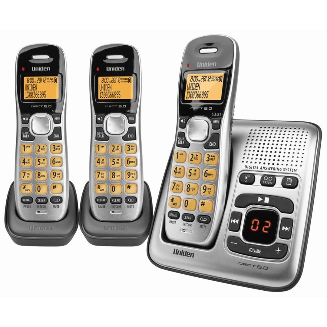 Uniden DECT1735+2 Digital DECT Cordless phone with Answer Machine Triple