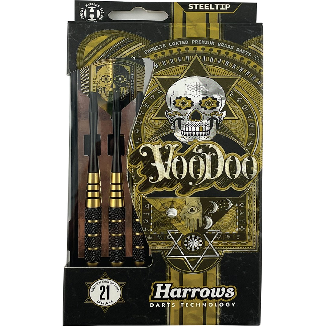 Harrows Voodoo Knurled Barrel/Marathon Gold Flights 21g Steel Tip Brass Darts
