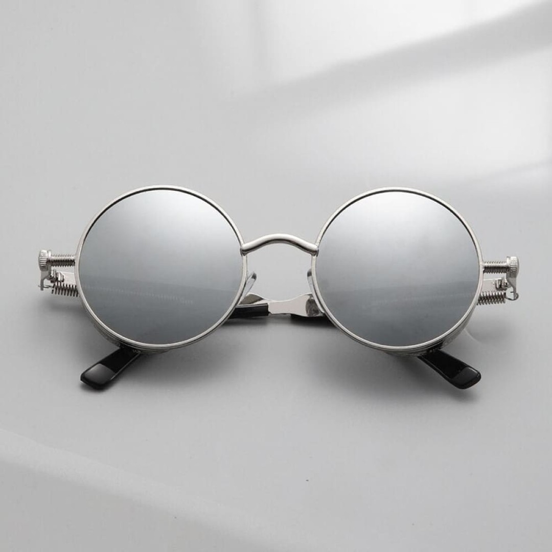 Metal Steam Punk Style Sun Glasses Steampunk Fashion Men Retro Round Sunglasses, C1, hi-res