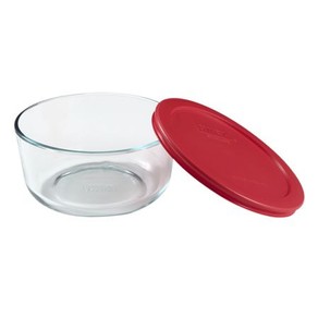 Pyrex Simply Store™ 4 Cup Round Container with Red Lid   Set 4