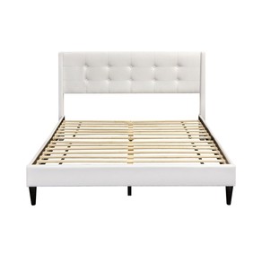 TSB Living T Vele-C Fabric Bed Frame Queen White